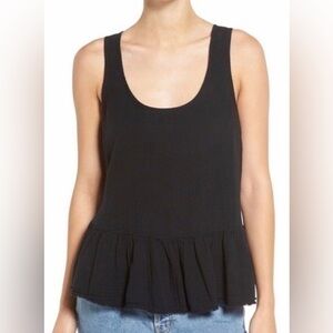 NWT Current/Elliott The Ballet Tank in Washed Black Cotton Gauze Size 3 (Large)